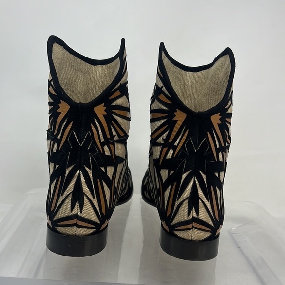 Jimmy Choo Sz 9 Mina Palm Linen Canvas Ankle Booties - Picture 5 of 8